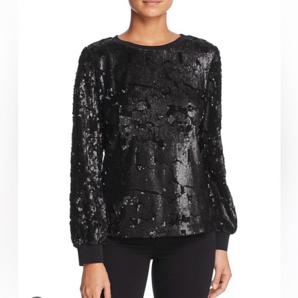 Le Gali Elisa Black Sequin Velvet Top